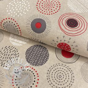 Tissu déco Linenlook Hand drawn circles red