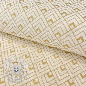 Tissu déco Linenlook Art deco cubes ecru metallic premium