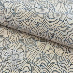 Tissu déco Linenlook Hand drawn wave petrol