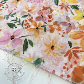 Viscose DOBBY Meadow flowers white digital print