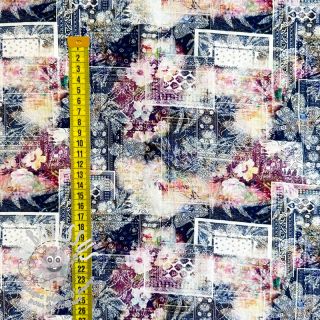 Viscose RAYON POPLIN Patchwork pattern design A digital print