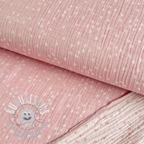 Tissu double gaze/mousseline JACQUARD Tossed dots pink