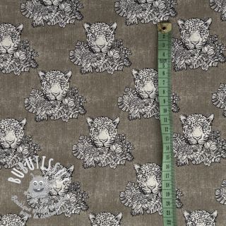 Tissu coton Jeans melange leopard pebble