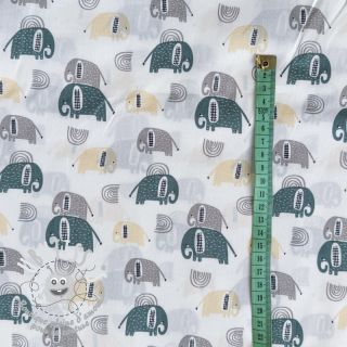 Tissu coton Elephants Snoozy old green