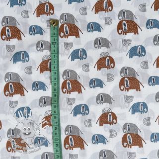 Tissu coton Elephants Snoozy brick