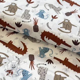 Tissu coton Jungle animals Snoozy old blue