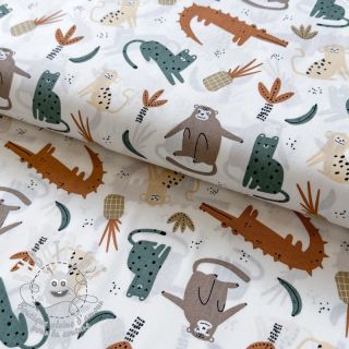 Tissu coton Jungle animals Snoozy brick