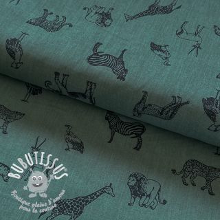 Tissu coton Wildlife Snoozy dark old green