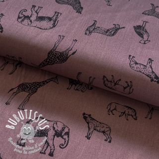 Tissu coton Wildlife Snoozy mauve