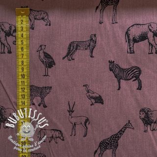 Tissu coton Wildlife Snoozy mauve