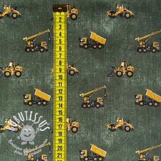 Tissu coton Jeans construction vehicles army