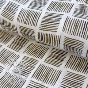 Tissu double gaze/mousseline Square stripes Snoozy taupe