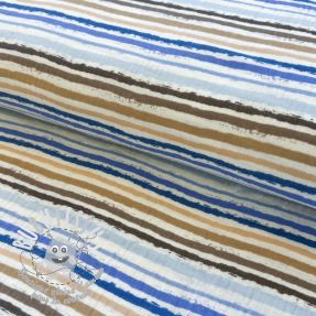 Tissu double gaze/mousseline Small stripes Snoozy old blue