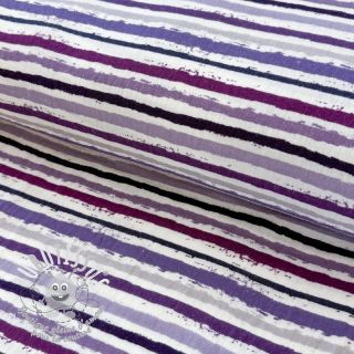 Tissu double gaze/mousseline Small stripes Snoozy violet