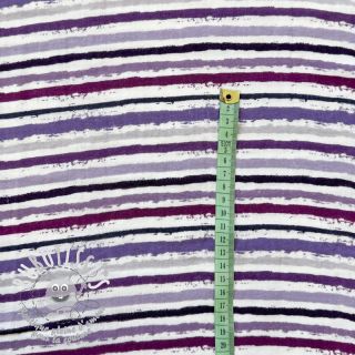 Tissu double gaze/mousseline Small stripes Snoozy violet
