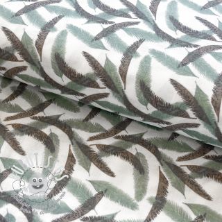 Tissu double gaze/mousseline Cocos leaf small old green