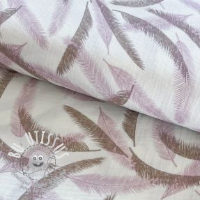 Tissu double gaze/mousseline Cocos leaf old pink