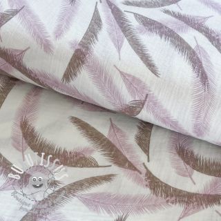 Tissu double gaze/mousseline Cocos leaf old pink