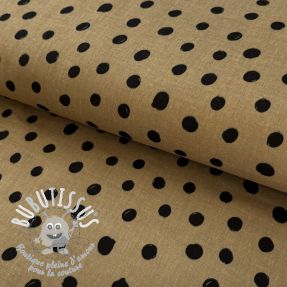 Tissu double gaze/mousseline Draw dots Snoozy camel