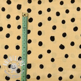 Tissu double gaze/mousseline Draw dots Snoozy light yellow