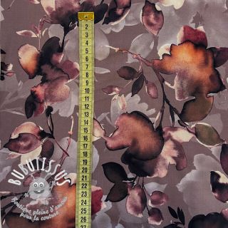 Viscose Twill water painted floral brown digital print