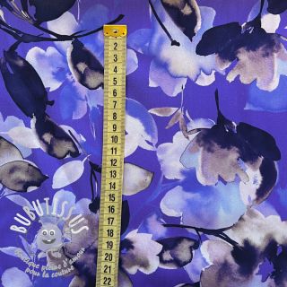 Viscose Twill water painted floral blue digital print