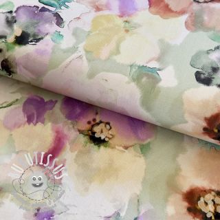 Viscose Twill Blury florals green digital print