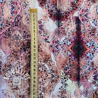 Viscose Satin antique Maroque brown digital print