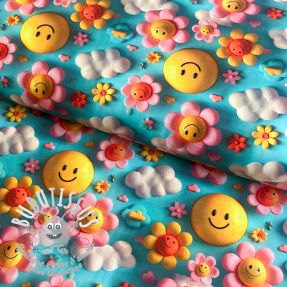 Tissu coton Smiley digital print