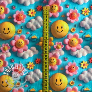 Tissu coton Smiley digital print