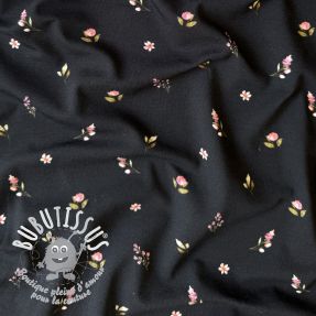 Jersey Rabbits and flowers TOSSSED navy digital print