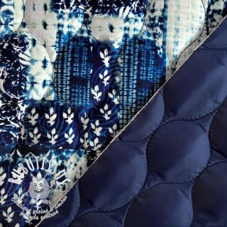 Tissu matelassé VELVET Patchwork navy digital print