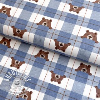 Tissu coton FLANNEL Bear check jeans