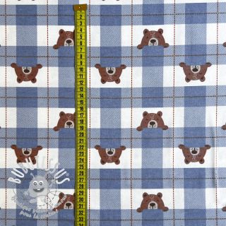 Tissu coton FLANNEL Bear check jeans