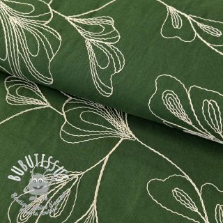 Viscose lin EMBROIDERY Greenery