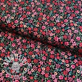 Tissu coton Mimi flowers black red digital print