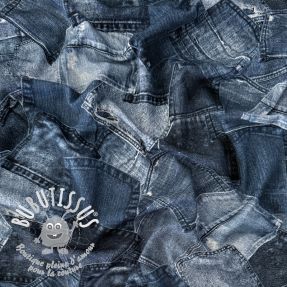 Jersey Jeans pocket navy digital print