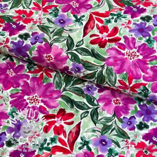 Viscose RADIANCE Gentle flowers purple digital print