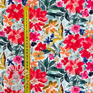 Viscose RADIANCE Gentle flowers red digital print