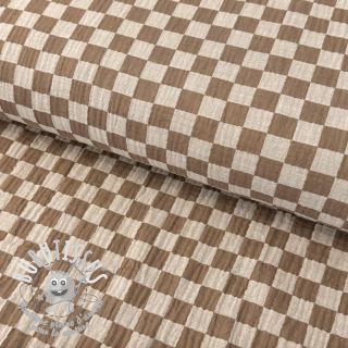 Tissu double gaze/mousseline DOUBLE SIDED Full check beige