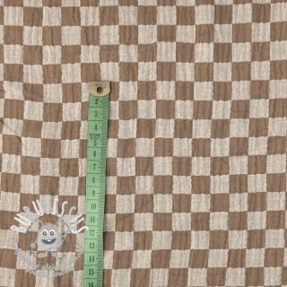 Tissu double gaze/mousseline DOUBLE SIDED Full check beige