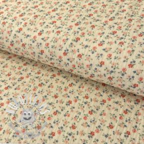 Tissu double gaze/mousseline Tossed mini flowers off white digital print