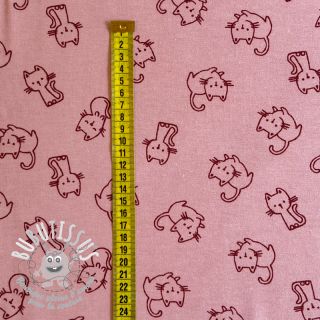 Tissu coton FLANNEL Cats old rose