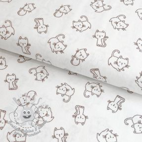 Tissu coton FLANNEL Cats off white