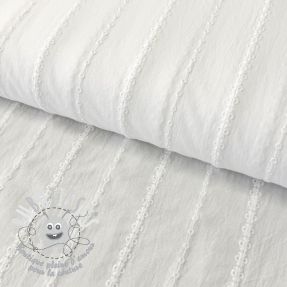 Tissu coton VOILE Embroidery Stripes white