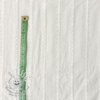 Tissu coton VOILE Embroidery Stripes white