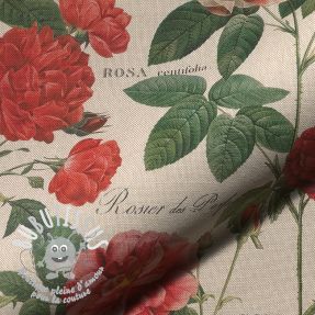 Tissu déco Linenlook premium Vintage Rose Garden digital print