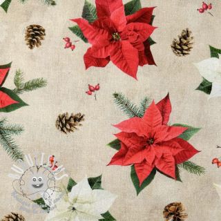 Tissu déco Classic Poinsettia Flower digital print