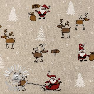 Tissu déco Linenlook Santa Reindeer Sleigh