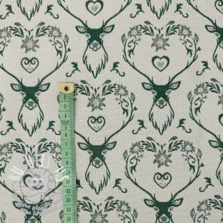 Tissu déco jacquard DOUBLE FACE Landhaus Deer Heart forest green